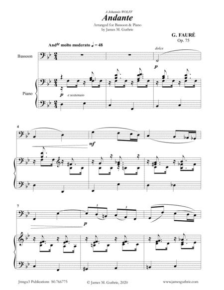 Faur Andante Op 75 For Bassoon Piano Sheet Music