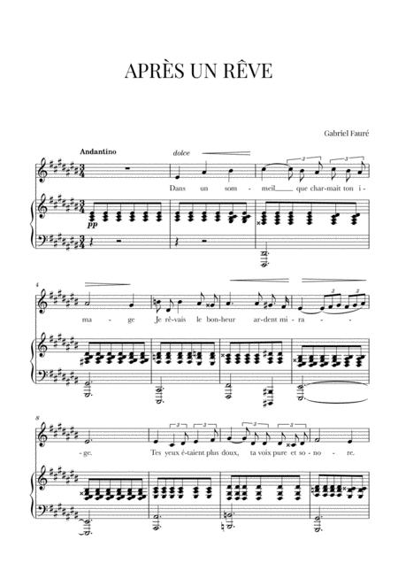 Free Sheet Music Faur Aprs Un Rve A Sharp Minor