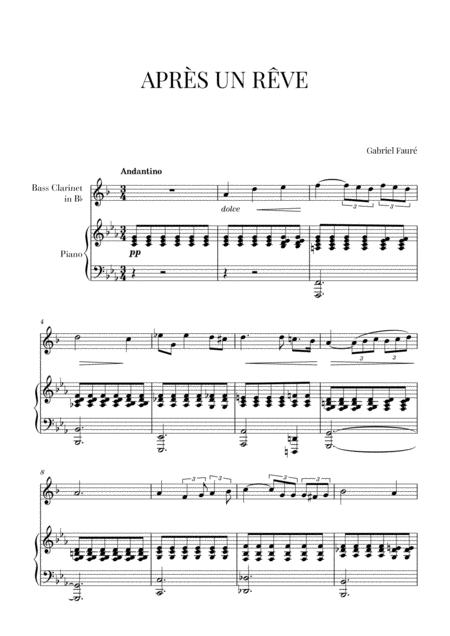 Faur Aprs Un Rve For Bass Clarinet And Piano Sheet Music