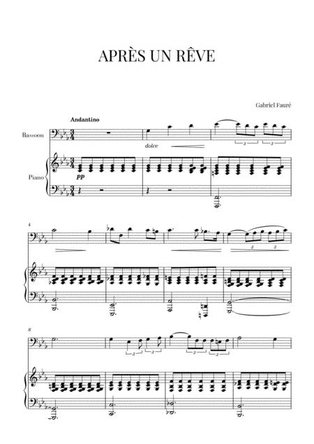 Faur Aprs Un Rve For Bassoon And Piano Sheet Music