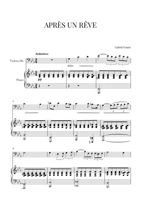 Free Sheet Music Faur Aprs Un Rve For Cello And Piano