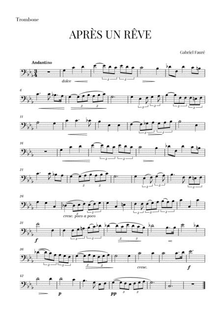 Free Sheet Music Faur Aprs Un Rve For Trombone