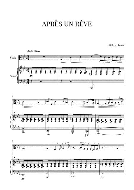 Free Sheet Music Faur Aprs Un Rve For Viola And Piano