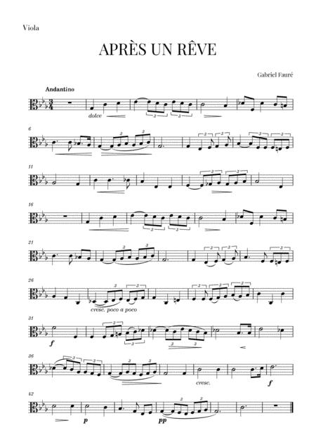 Free Sheet Music Faur Aprs Un Rve For Viola