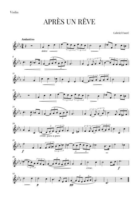 Free Sheet Music Faur Aprs Un Rve For Violin