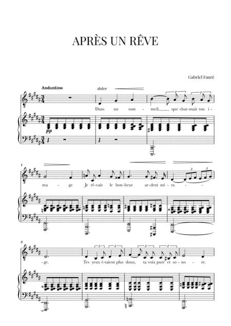 Free Sheet Music Faur Aprs Un Rve G Sharp Minor