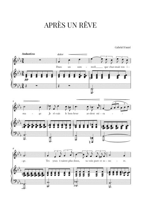 Free Sheet Music Faur Aprs Un Rve Original Version