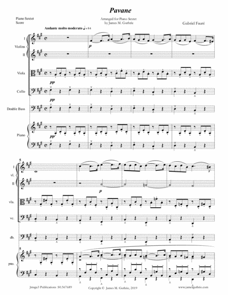 Free Sheet Music Faur Pavane Op 50 For Piano Sextet