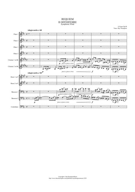 Faur Requiem Op 48 Ii Offertoire Symphonic Wind Bass Sheet Music