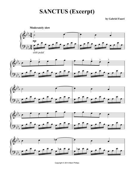 Faur Requiem Sanctus Excerpt Sheet Music