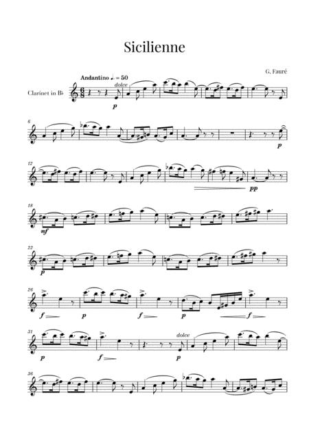 Faur Sicilienne For Clarinet Sheet Music