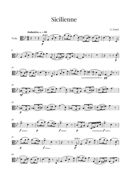 Faur Sicilienne For Viola Sheet Music