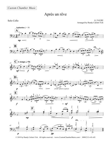 Faure Apres Un Rev Solo Cello Sheet Music