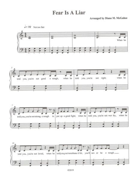 Fear Is A Liar Sheet Music