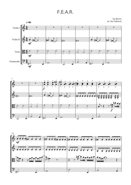 Fear String Quartet Sheet Music