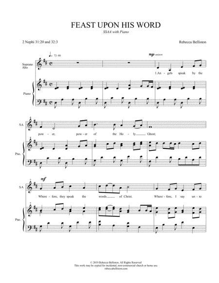 Free Sheet Music Feast Upon His Word Ssaa