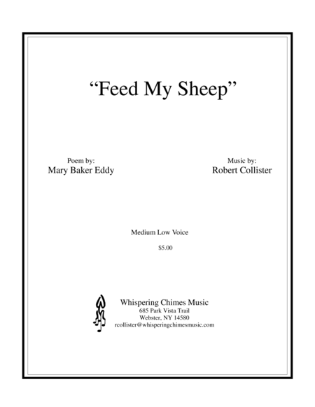 Feed My Sheep Medium Low Voice Sheet Music