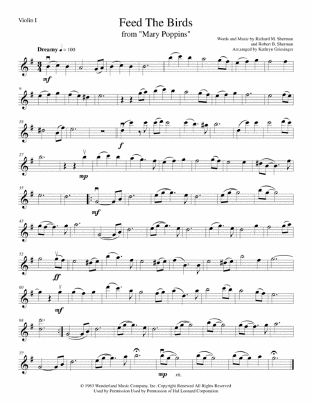 Free Sheet Music Feed The Birds Mary Poppins String Quartet