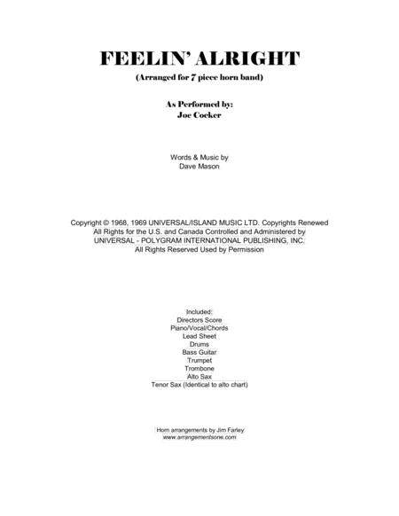 Feelin Alright Arranged For 7 Piece Horn Band Sheet Music