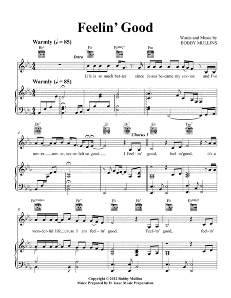 Free Sheet Music Feelin Good