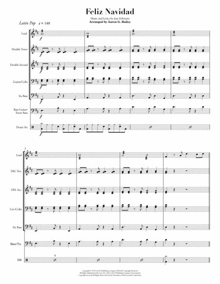 Feliz Navidad By Jos Feliciano Arranged For Steel Band Sheet Music