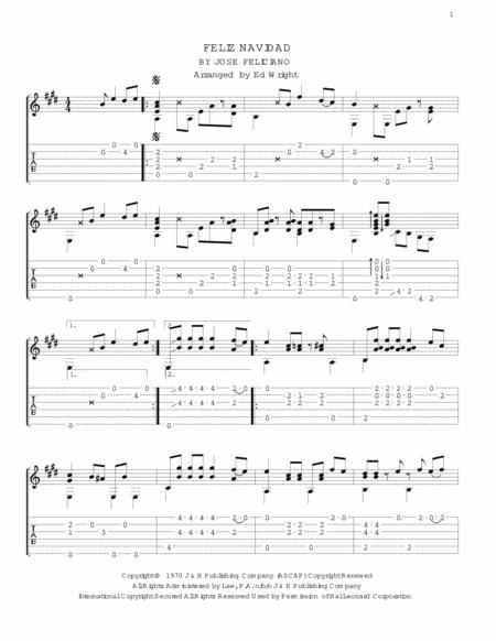 Feliz Navidad For Fingerstyle Guitar Sheet Music