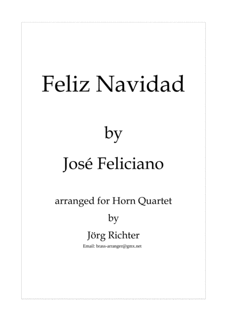 Free Sheet Music Feliz Navidad For Horn Quartet