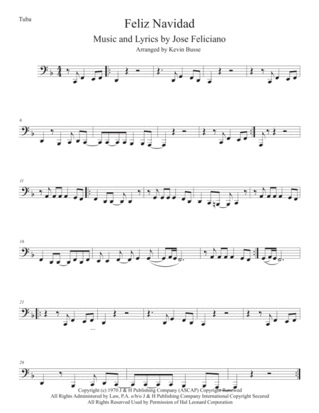 Feliz Navidad Tuba Sheet Music