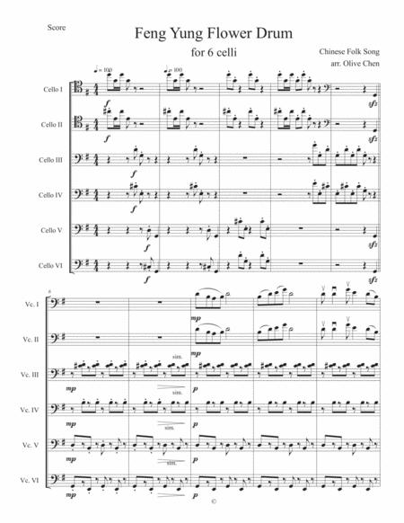 Free Sheet Music Feng Yung Flower Drum For 6 Celli