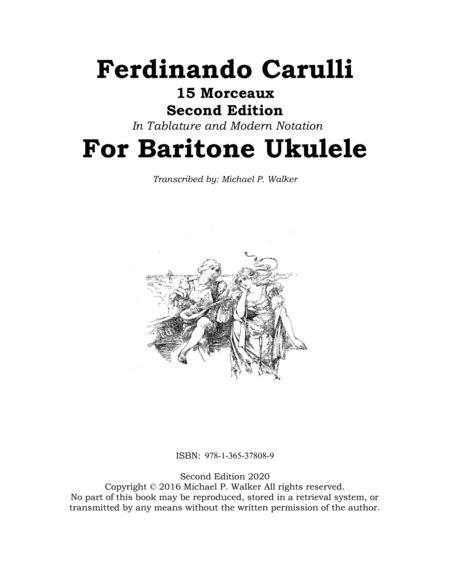 Ferdinando Carulli Book 1 15 Morceaux Second Edition In Tablature And Modern Notation For Baritone Ukulele Sheet Music