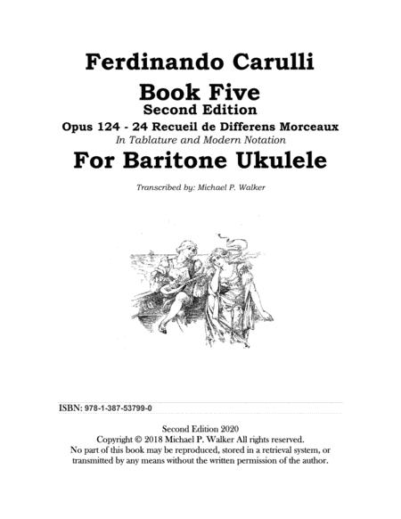 Free Sheet Music Ferdinando Carulli Second Edition Book 5 Opus 124 24 Recueil De Differens Morceaux In Tablature And Modern Notation For Baritone Ukulele