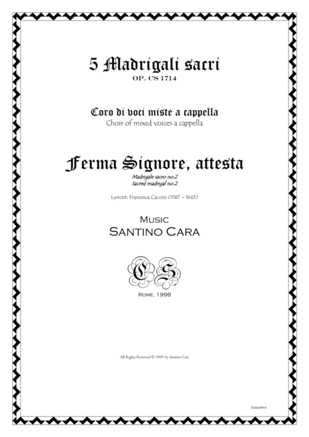 Ferma Signore Attesta Madrigale Sacro Per Voci Miste A Cappella Sheet Music