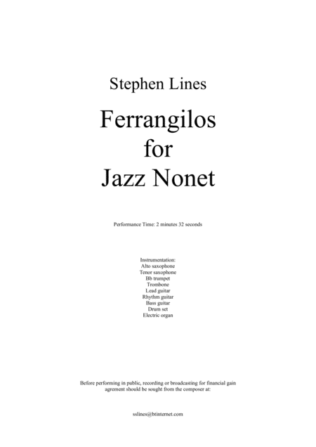 Free Sheet Music Ferrangilos For Jazz Nonet