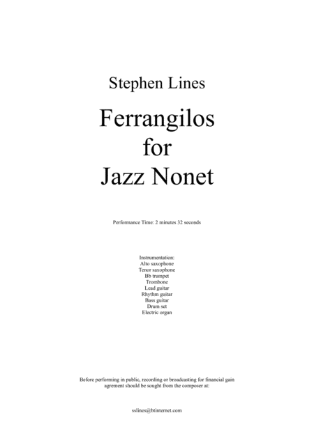 Ferrangilos For Jazz Nonet Sheet Music