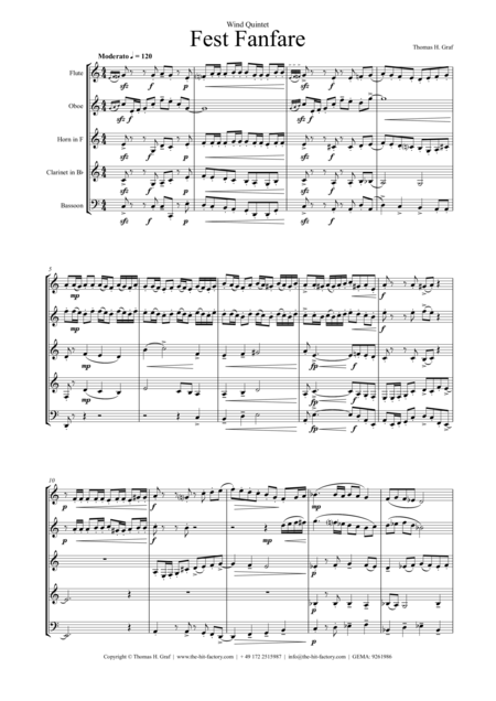 Fest Fanfare Wind Quintet Sheet Music