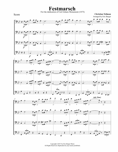 Free Sheet Music Festmarsch For Trombone Or Low Brass Quartet