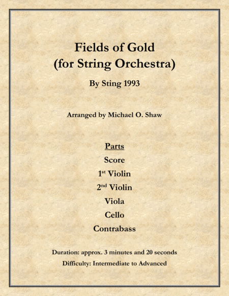 Fields Of Gold By Sting For String Orchestra Sheet Music