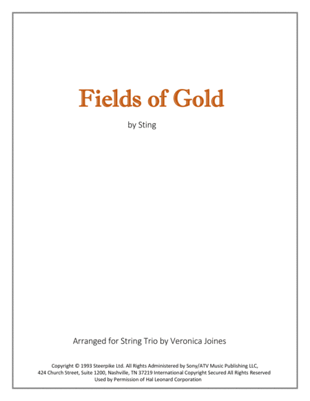 Fields Of Gold For String Trio Violin Viola Cello Sheet Music