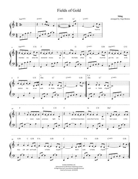 Fields Of Gold Harp Solo Or Piano C Tuning Sheet Music