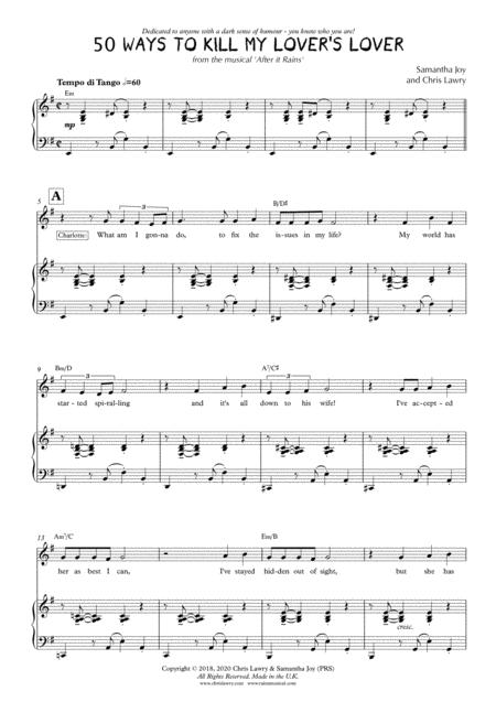Fifty Ways To Kill My Lover Lover Solo From After It Rains A New Musical Sheet Music
