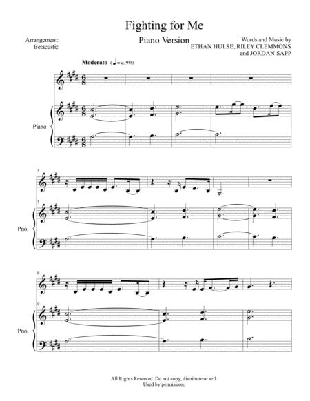 Fighting For Me Ethan Hulse Sheet Music Piano Version Sheet Music
