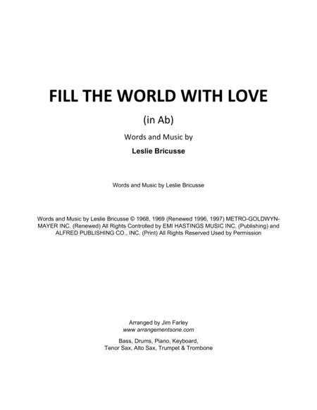 Fill The World With Love Ab Sheet Music