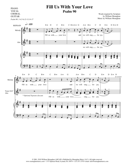 Fill Us With Your Love Psalm 90 Sheet Music