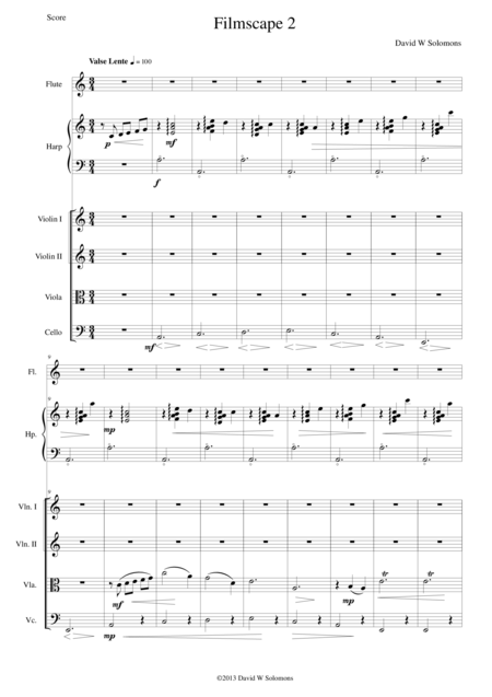 Free Sheet Music Filmscape 2 For Strings Harp And Flute