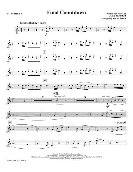 Free Sheet Music Final Countdown Arr Kirby Shaw Bb Trumpet 1