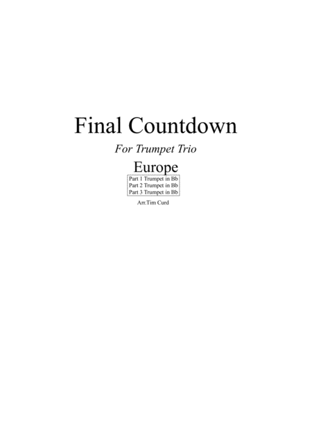 Free Sheet Music Final Countdown For Trumpet Trio
