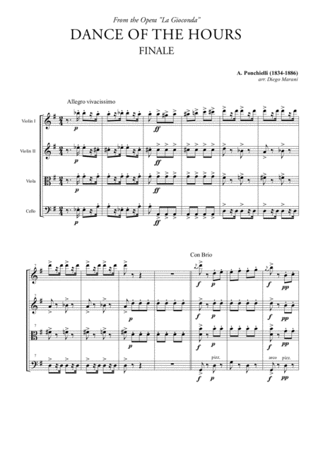 Free Sheet Music Finale From Dance Of The Hours For String Quartet