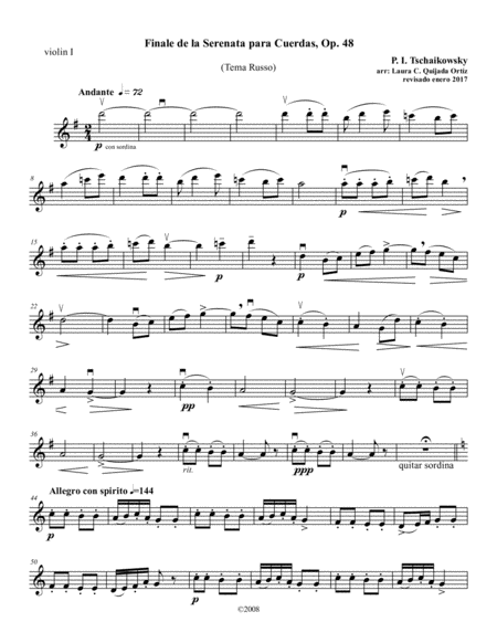 Free Sheet Music Finale Tema Russo From Tschaikowskys String Serenade Op 48 Parts Only