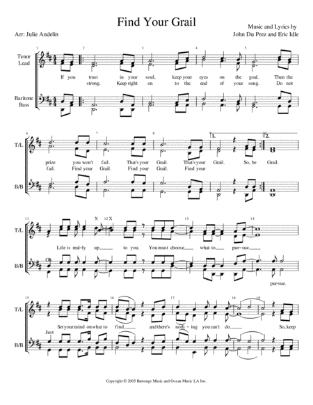 Free Sheet Music Find Your Grail 4 Part A Capella