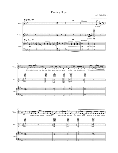 Finding Hope Piano Voice Sheet Music